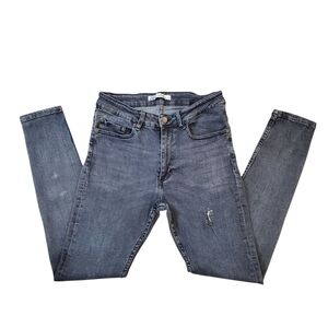 Zara Men's Distressed Charcoal Skinny Jeans Size 31